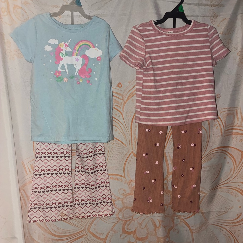 Toddler Girls Bundle of Unicorn Tee & Heart Print Pants